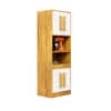 Hexa Red Crockery Unit Multipurpose Wooden Cabinet in Giant Wood And Frosty White Colour