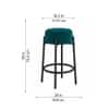 Doe Buck Modern Teal Upholstered Counter Height Bar Stool with Black Metal Frame