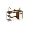 Corbyn Engineered Wood Study and Computer Laptop Table for Home or Office, WFH Desk, with Drawer Shelves Storage for Books and Décor Display for Adults Kids Students (Brown Maple & White)