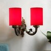 Devansh Metal Electric Wall Light in Antique Gold Colour with Red Shade Count of 2 Lights
