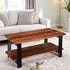 Aroda Sheesham Wood Contemporary Rectangle Coffee Table In Natural Teak Finish