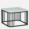 Velt Square Metal Nesting Coffee Table Set Black Finish White Porcelain Top Set Of 2