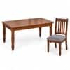 Globally Indian Maelle Solid Sheesham Wood 6 Seater Dining Table Set 6 Chairs Terracotta Orange