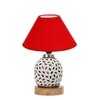 Devansh Conical Red Cotton Shade Lamp With Wood & Mosaic Glass Base For Decoration/Office/Home/Gifting/Study For Decoration/Office/Home/Gifting/Study -(10X10X14.5) Inches -A
