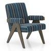 Chandigarh Lounge Chair in Indigo Stripe Colour