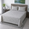 Usha White & Coffee Floral 400 TC Cotton Flat Queen Size Bedsheet with 2 Pillow Covers – Threads
