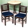 Rosslyn Sheesham Wood Set of 2 Dining Chairs in Mahogany Finish & Navy Blue Velvet Cushion Seat