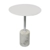 Metalsmith Round Side Table – Metal Top & Marble Base, White