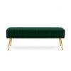 Doe Buck Upholstered Bench in Green Colour with Channel Stitching and Gold Legs