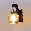 Devansh Solid Wood Electric Wall Light in Brown Colour with Lavender Shade Count of 1 Light