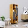 Hexa Engineered Wood Bookshelf Multipurpose Storage Rack in Giant Wood and Slate Grey Colour