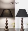 Saki Honey Finish Wood Table Lamp with Cotton Shade