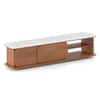 Nami Solid Wood And Banswara Marble TV Cabinet In White Oak Finish