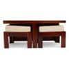 Blane Sheesham Wood Accent Coffee Table Set With 4 Stools In Honey Finish