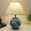 Grey Stone Finish Handpainted And Hancarved Distress Wooden Table Lamp