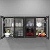 Aluminium Black Profile 4 Fluted Glass Handless Shutters Wall Cabinet In Slate Grey Finish
