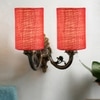 Devansh Metal Electric Wall Light in Antique Gold Colour with Pink Shade Count of 2 Lights
