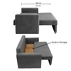 Alfon 2 Seater Velvet Pull Out Sofa Cum Bed with Storage In Dark Grey