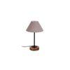 Jeffery Grey Fabric Shade Table Lamp with Natural Wood & Iron Base
