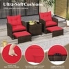 Carry Bird Wicker Patio Furniture Outdoor Balcony Chairs In Brown And Red Colour