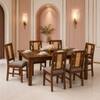 Globally Indian Remy Solid Sheesham Wood 6 Seater Dining Table Set 6 Chairs Grey