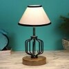 Reign Multicolor cotton Table lamp with Wood & Iron Base