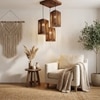 Trikona Brown Solid Wood Cluster Hanging Light