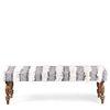 Cairo Sheesham Wood Accent 3 Seater Bench In Grey Fabric