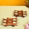 Coaster Wooden Handcrafted Fish Small with Tribal Art (Set of 2) (5x4")