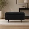 Doe Buck Luxury Boucle Storage Bench in Black Colour with Black Metal Legs