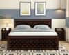 Moglis Solid Wood Queen  Size Bed With Box Storage (Walnut Finish)