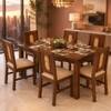Globally Indian Sabine Solid Sheesham Wood 6 Seater Dining Table Set 6 Chairs Teal Blue