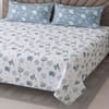 White Floral Cotton 400 Tc Flat Super King Size Bedsheet With 2 Pillow Covers