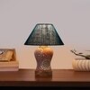 Devansh Conical Turquoise Jute Shade Lamp With Wood & Mosaic Glass Base For Decoration/Office/Home/Gifting/Study For Decoration/Office/Home/Gifting/Study -(10X10X14.5) Inches -A