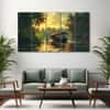 The Castle Decor Kerala Boat Wall Painting Wooden Framed 27x48 Inch (Style 3)