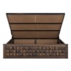 Keaton Solid Wood King  Size Upholstered Bed With Hydraulic Storage (Provincial Teak Finish)