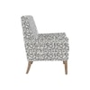 Leston Printed Canvas Geometry Fabric Lounge Chair in White Colour
