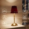 Rechargeable Touch Table Lamp Red Shade with 15 Hour Battery Backup