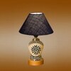 Devansh Conical Blue Jute Shade Lamp With Wood & Mosaic Glass Base For Decoration/Office/Home/Gifting/Study For Decoration/Office/Home/Gifting/Study -(10X10X14.5) Inches -A