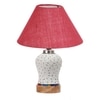 Devansh Conical Pink Jute Shade Lamp With Wood & Mosaic Glass Base For Decoration/Office/Home/Gifting/Study For Decoration/Office/Home/Gifting/Study -(10X10X14.5) Inches -A