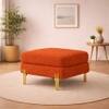 Doe Buck Luxe Boucle Square Ottoman in Orange Colour with Gold Metal Legs