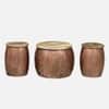 Royal Ottoman Metal Coffee Table with 2 Stools in Copper Finish Set of 3
