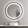 Round LED Mirror with Gold Aluminium Frame Modern Circular Vanity Mirror