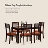 Floyd 6 Seater Dining Table Glass Top With 6 Zella Dining Chairs (Finish : Mahogany, Chair Colour : Burnt Orange)