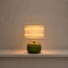 Fern Handicrafted Table Lamp in Frosted Green and Printed Colour