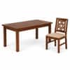 Globally Indian Eshana Solid Sheesham Wood 6 Seater Dining Table Set 6 Chairs Beige