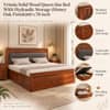 Vrinda Solid Wood Queen  Size Bed With Hydraulic Storage (Honey Oak Finish)
