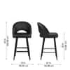 Doe Buck Faux Leather Counter Height Bar Stool in Black Colour with Black Legs