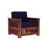 Anjani 3+1+1 Seater Wooden Sofa (BLUE Colour, Teak Finish)