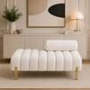 Doe Buck Luxury Boucle Accent Lounge Chair in White Colour with Gold Metal Legs